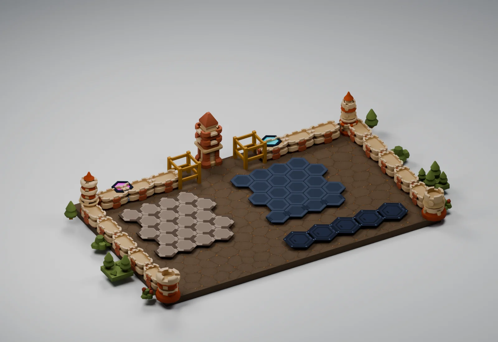 Autumn Harvest applied to the Critterfront battlefield models in a studio render