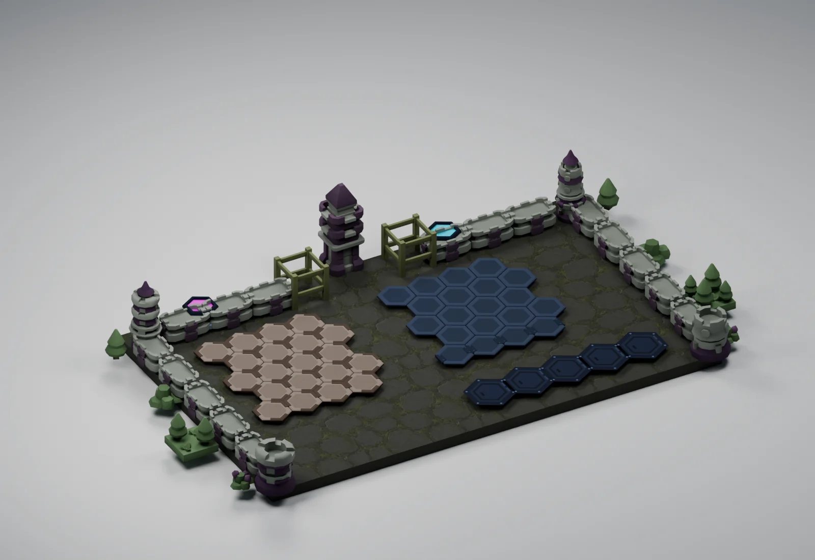 Shadowfen Keep applied to the Critterfront battlefield models in a studio render