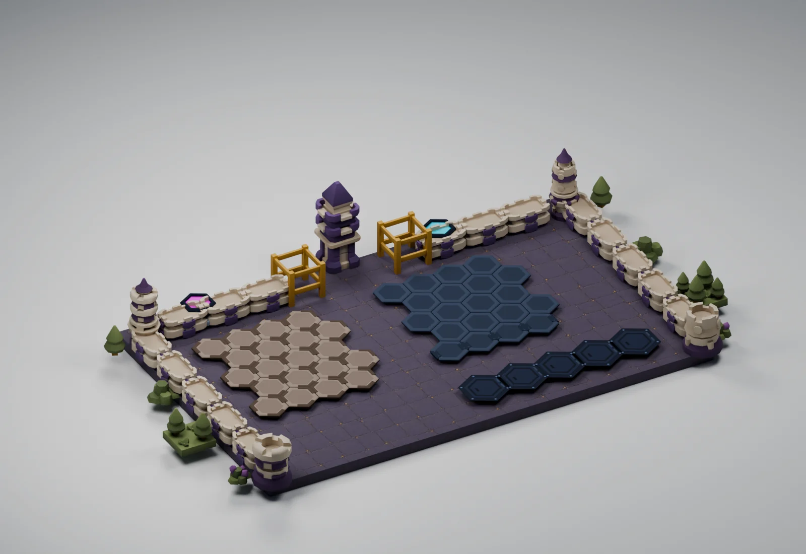 Starlight Festival applied to the Critterfront battlefield models in a studio render